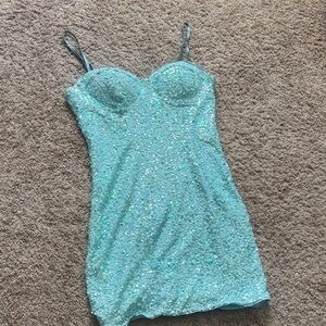 Papaya Aqua Sequin Dress